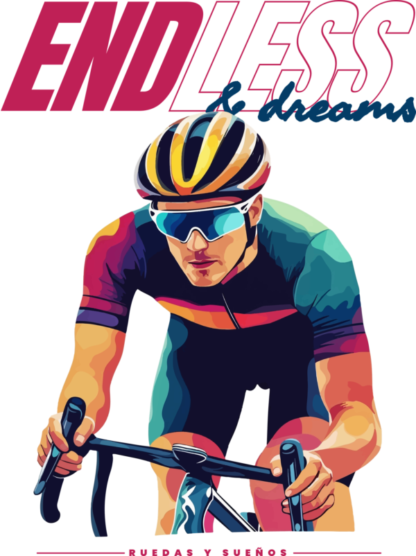 A professional cyclist with a phrase on the back of the design