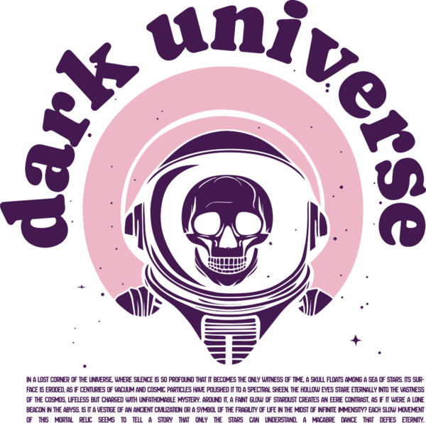 A skeleton in an astronaut suit on a circular background design