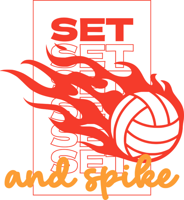 A volleyball on fire over a related phrase design