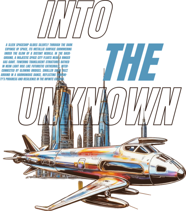 Airplane and city in futuristic illustration style design