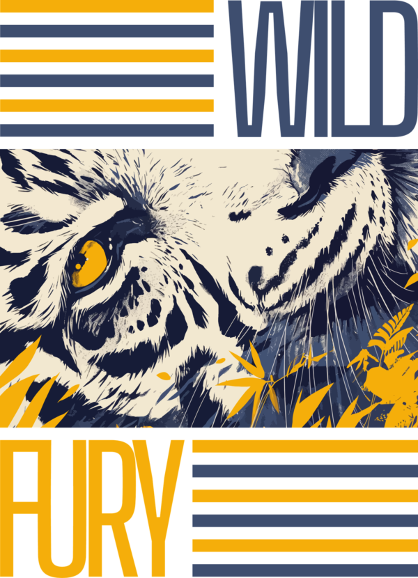 Face of a siberian tiger in a rectangle decorated with a phrase design