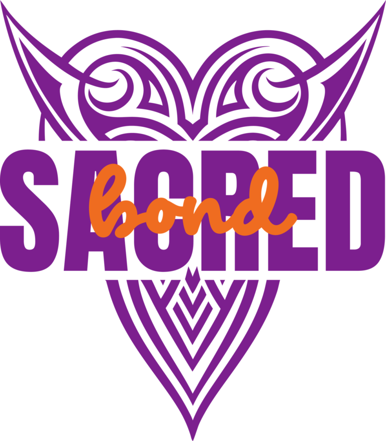 Heart with tribal illustration style in purple and orange tones design