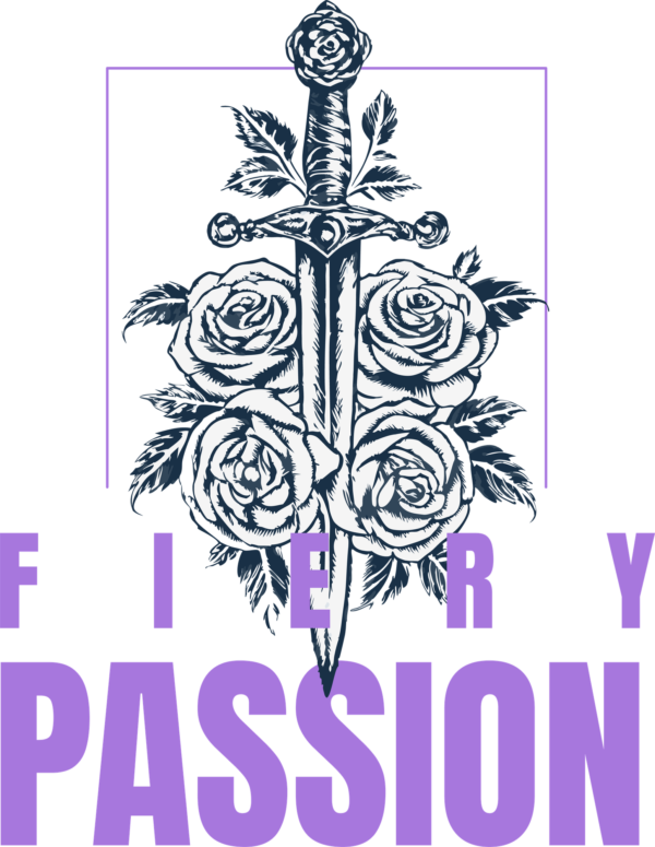 Sword tangled in flowers and roses illustrated vertically design