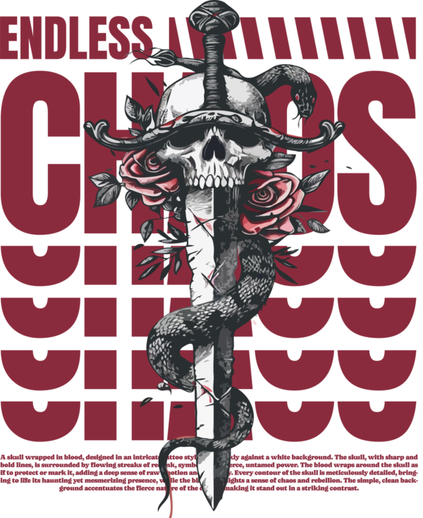 Sword with a skull in the middle and a root that wraps around the entire sword design