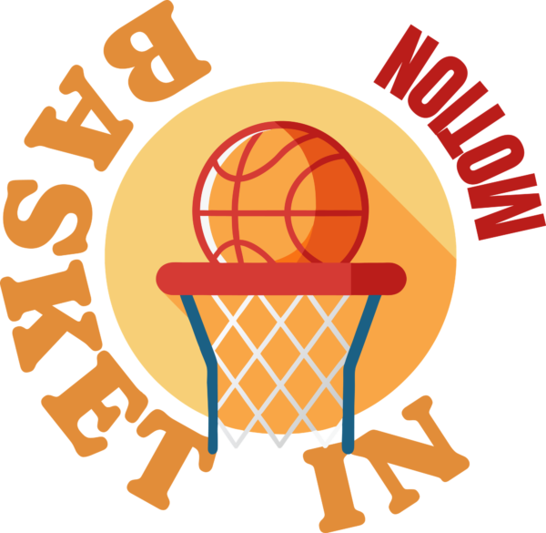 A ball in the middle of a basketball hoop with net design