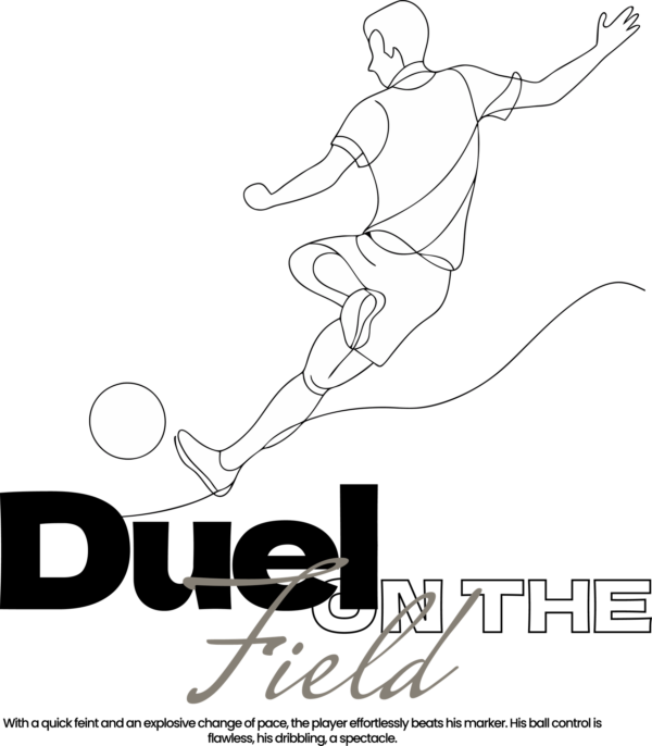 An online illustration of a player about to kick a soccer ball design