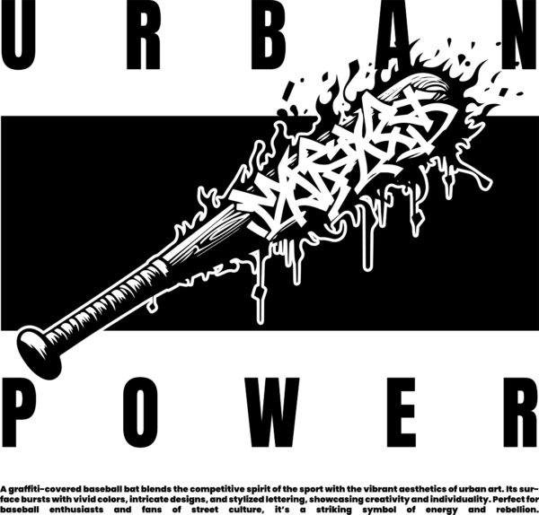 Black baseball bat with graffiti on a black stripe design