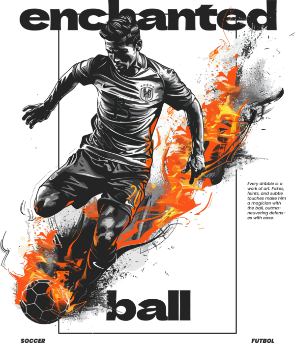 Illustration of a soccer player carrying a player wrapped in fire design