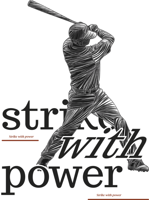 Line drawing of a player about to bat design