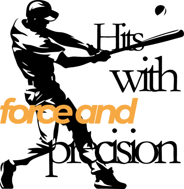 Silhouette of a batter in black and white tones design