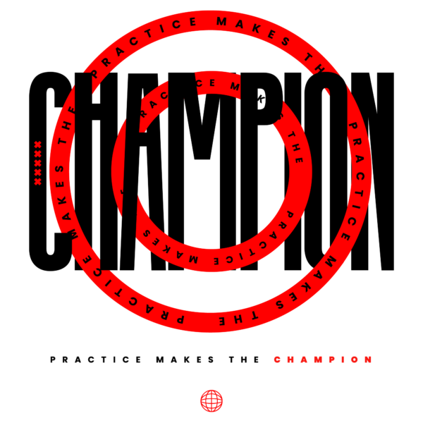 A typographic design with a phrase that stretches vertically and also repeats in a loop design