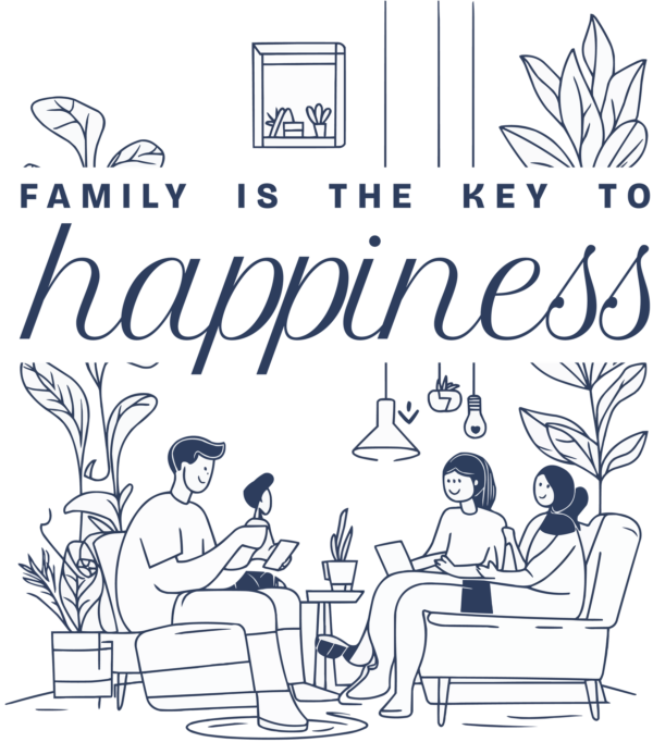 Family seated living room home design