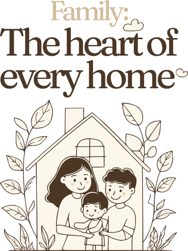 Hand drawn family illustration at home design