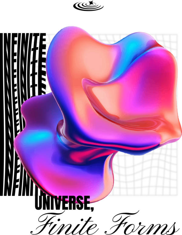 Multicolored abstract figure in gradient with infinite phrase design