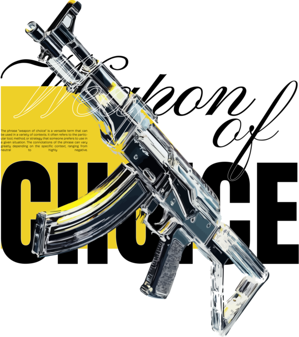 Submachine gun model in ice effect complemented with a related phrase design