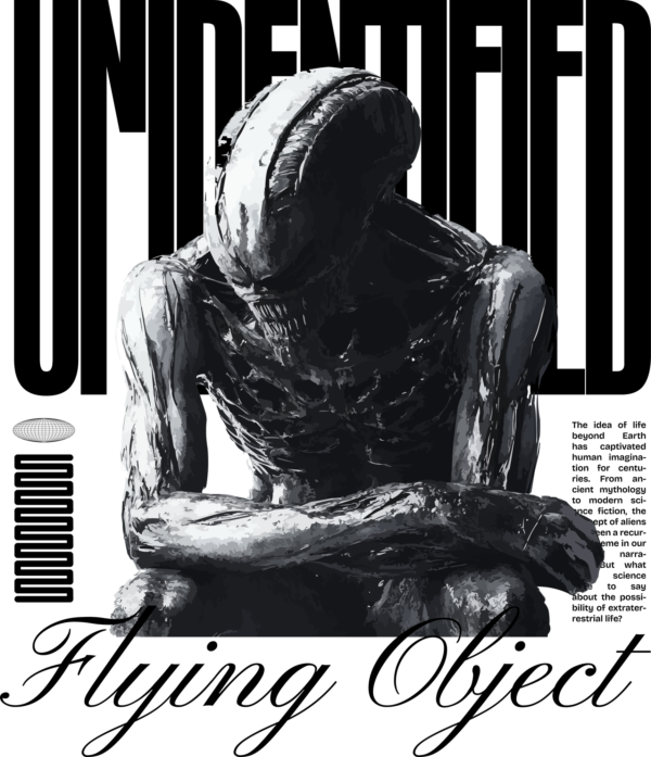 Superimposed alien over variable effect phrase with extra elements design