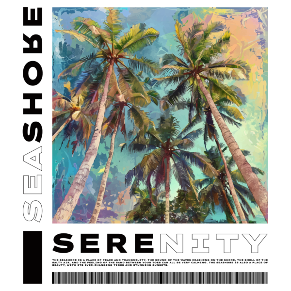 Tropical beach palm trees summer phrase design