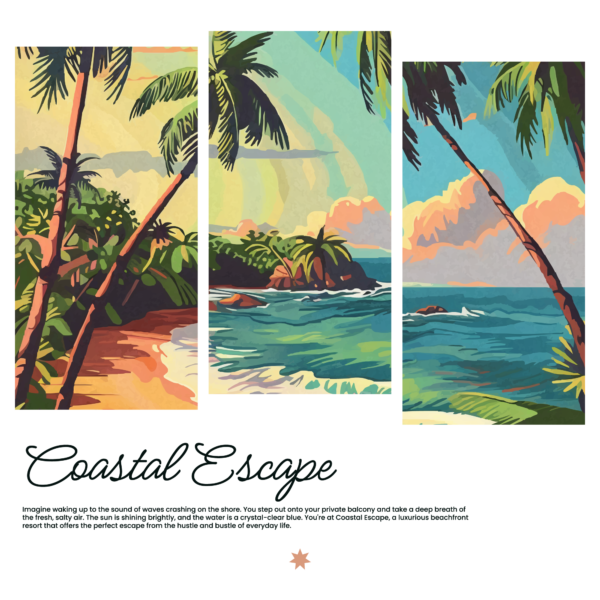 Tropical beaches divided in 3 images with summer phrase design