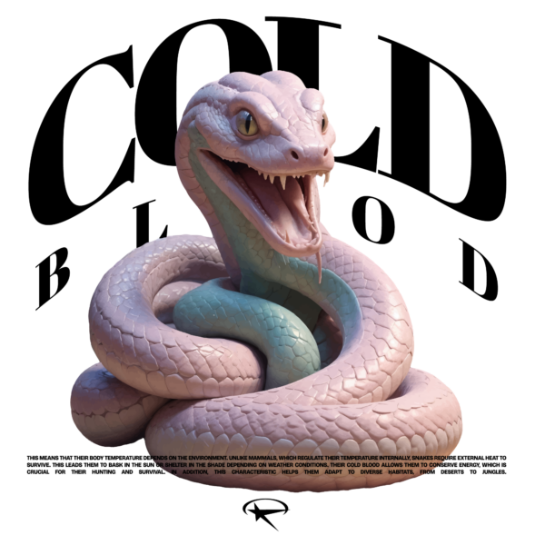 A 3d aggressive pink snake over a background that contains a phrase design