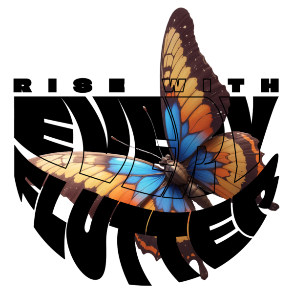 A 3d illustration of a butterfly intertwined with a phrase with arc lower effect design