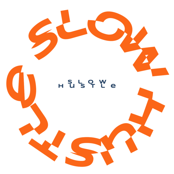 A circular phrase that is divided in the middle of itself design