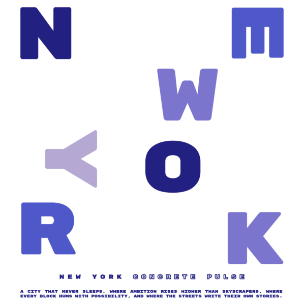 A design with the word New York with each letter shuffled design