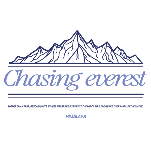 A line silhouette of mount everest decorated with text design