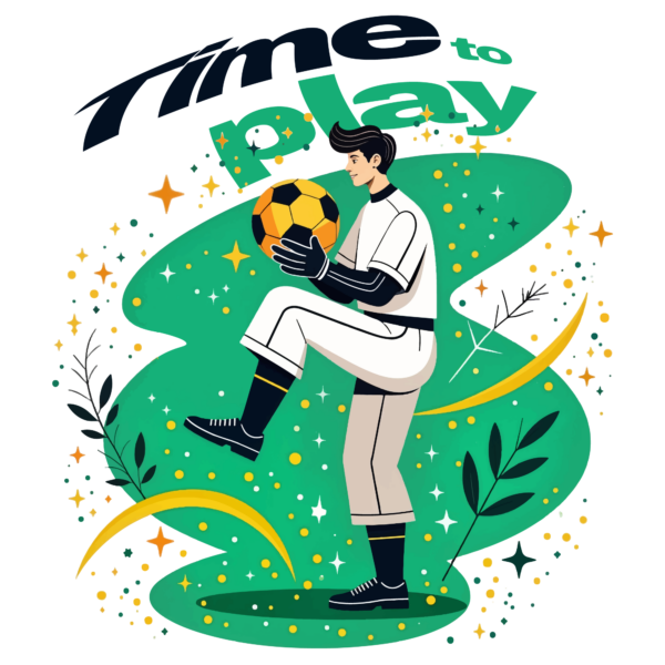 A soccer poster on a green background with glows design
