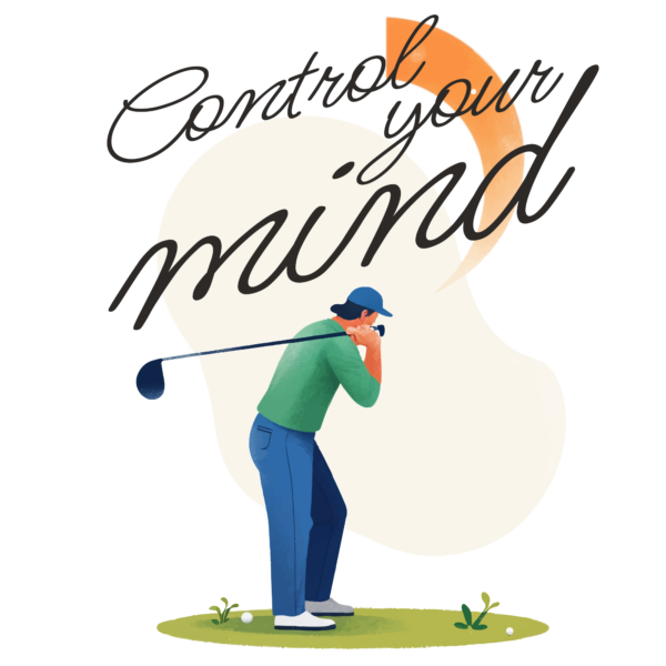 An illustration of a man playing golf design