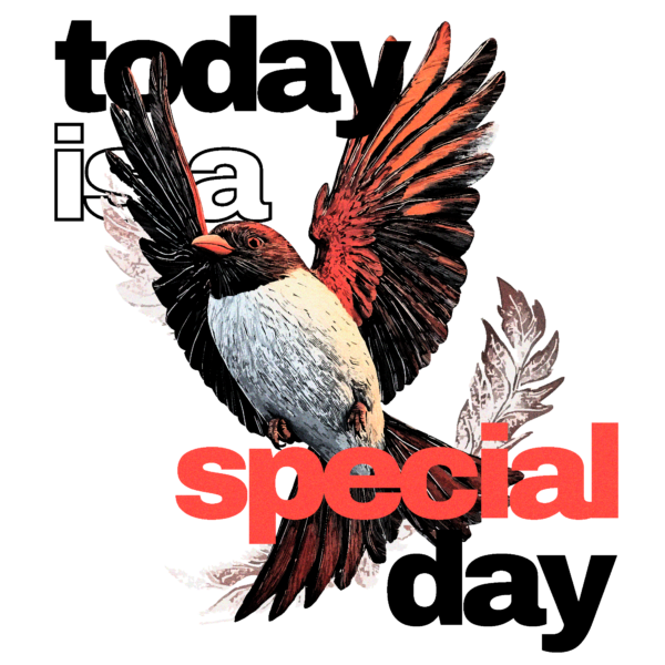 An illustration of a small bird flying with a grainy filter design