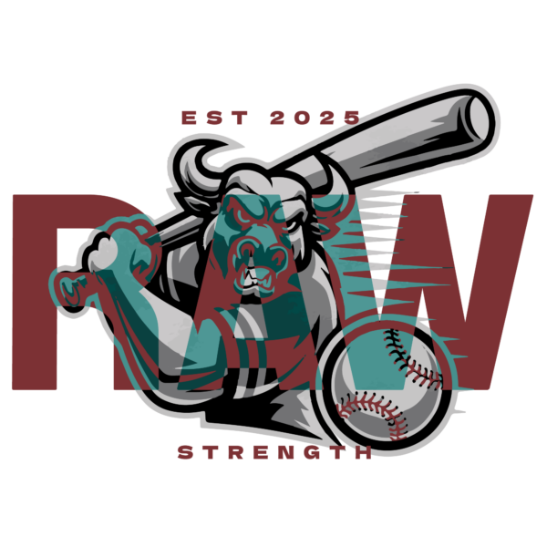 Design of a powerful buffalo ready to hit the baseball design