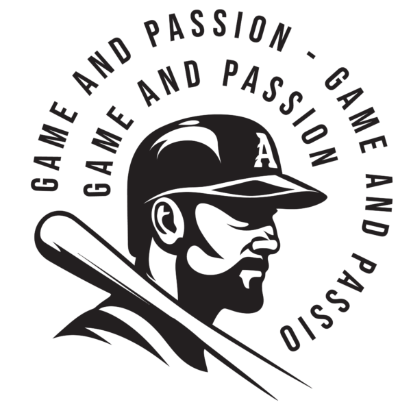 Illustrated silhouette of a batter in dark tones design