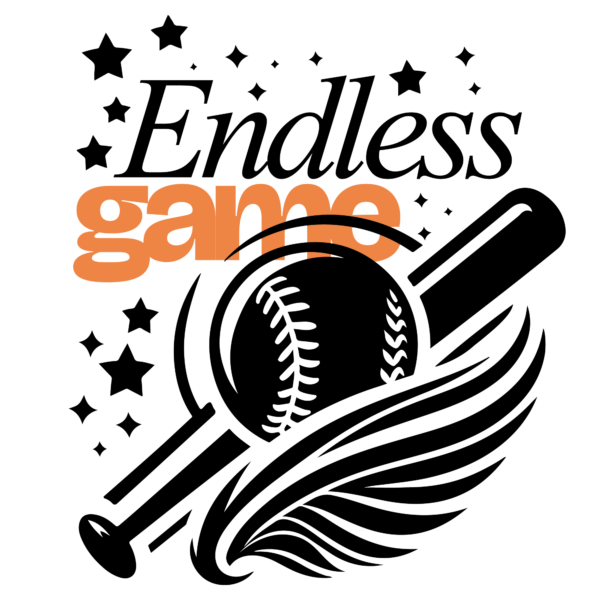 Illustration of a baseball and bat in black tones design