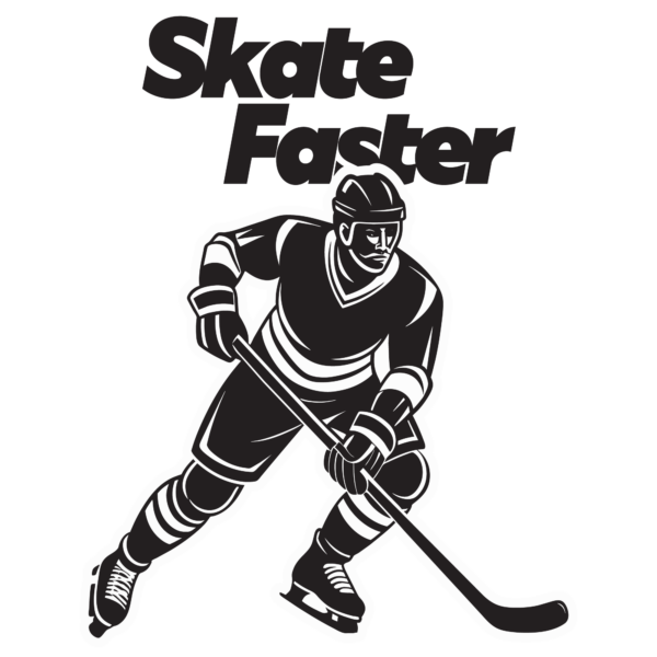 Illustration of a hockey player with his gear and a decorative phrase design