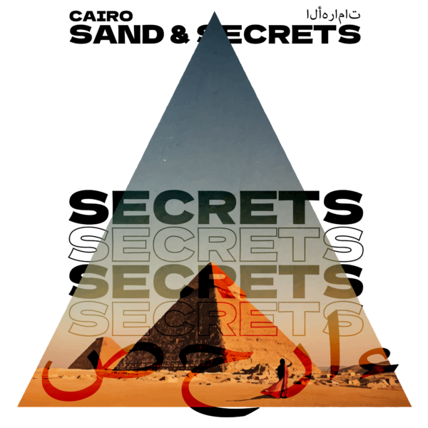 Illustration of the pyramids of egypt with triangular cutout design