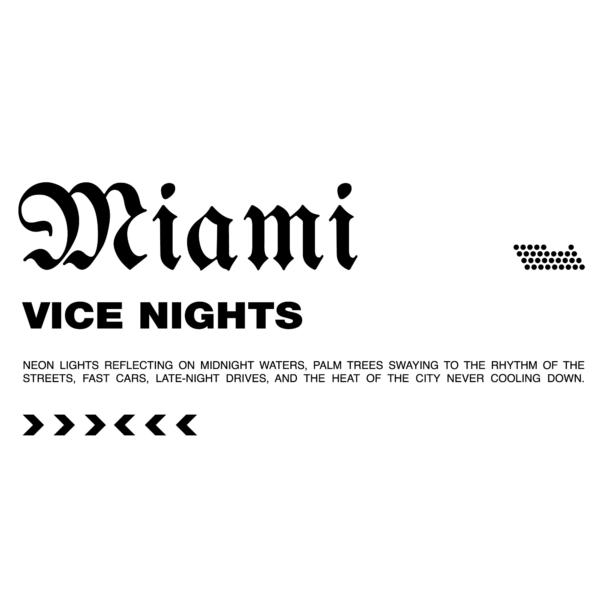 Lettering design over Miami mix of medieval and sans serif font in black design