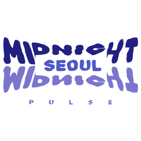 Phrase about Seoul reflected with mirror effect and grunge style design