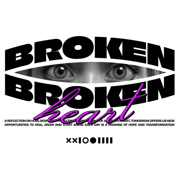 The eyes of a girl inside a phrase with an arc effect design