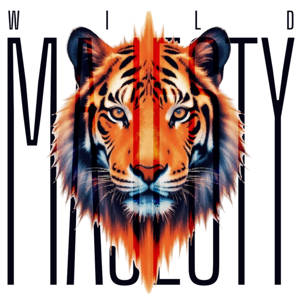 The head of a tiger in the middle of a phrase with variable effect design