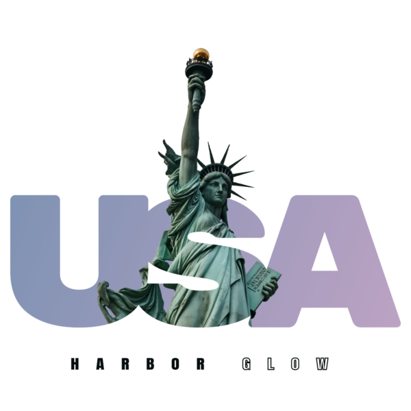 The statue of liberty in a cutout mask effect design