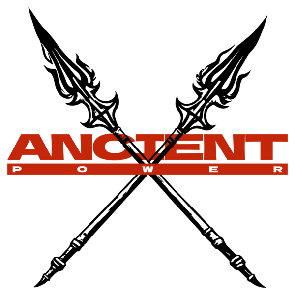 Two crossed tridents with a phrase design