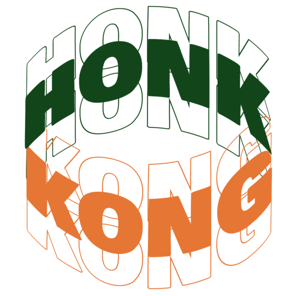 Typographic art about Hong Kong in a round solid and outlined format design