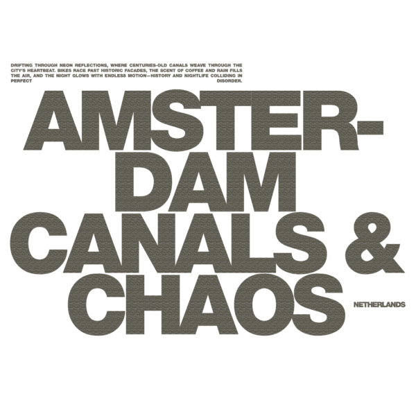 Typographic design inspired by Amsterdam in gray and horizontal format design