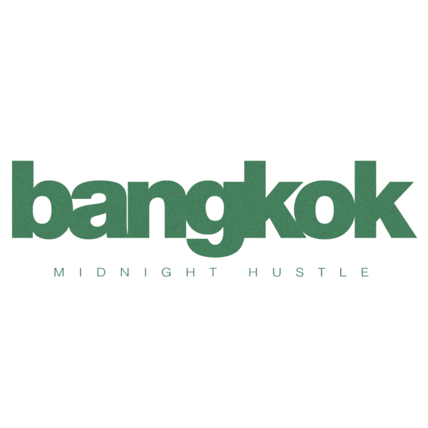 Typographic design of Bangkok in green with connected letters design