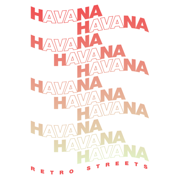 Typographic design of Havana stacked in fill and border gradient design