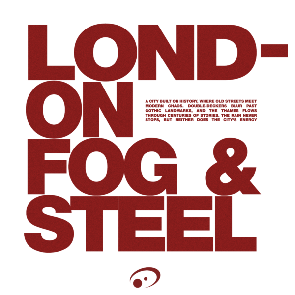 Typography inspired by the city of London in red tones and horizontal format design