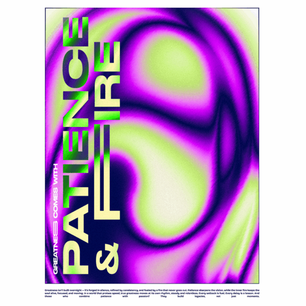 Inspirational typographic design in a vibrant gradient in green and purple tones design