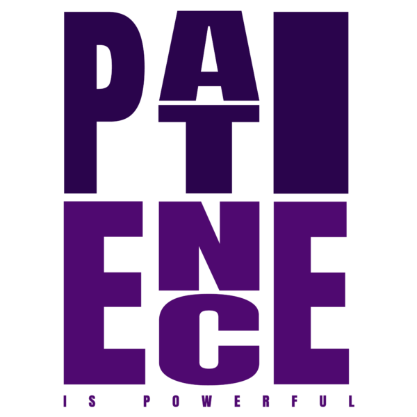 Motivational phrase in purple tone that plays with the width and length of the letters design