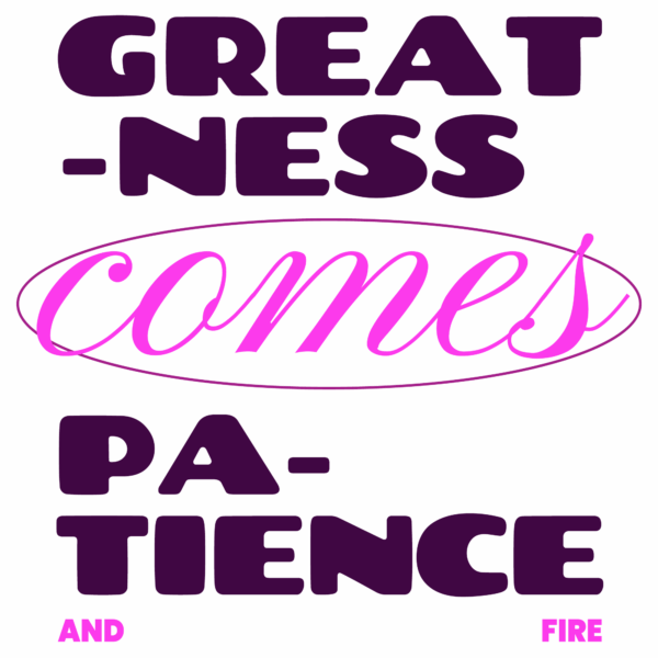 Inspirational quote in purple and pink tones in a vertical format design