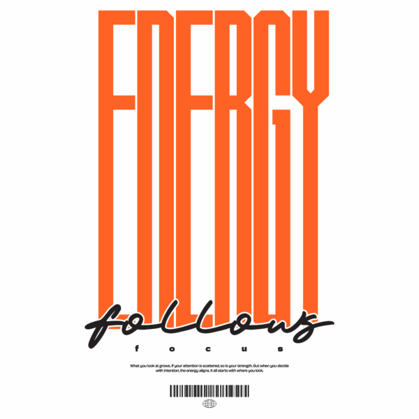 Inspirational text in a display font in orange tone stretched vertically design